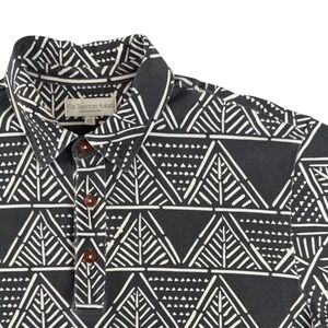 The Territory Ahead Mens M Black White Geometric Tribal Print Pique Polo Shirt
